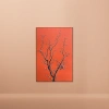 A decorative painting with a red background, black branches and plum blossoms Specification image